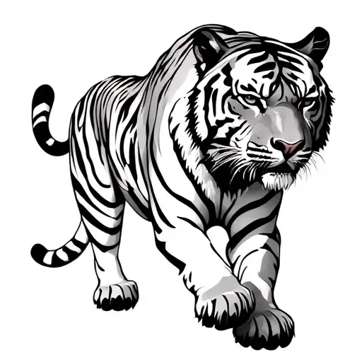 A Walking Tiger Seen From The Side View