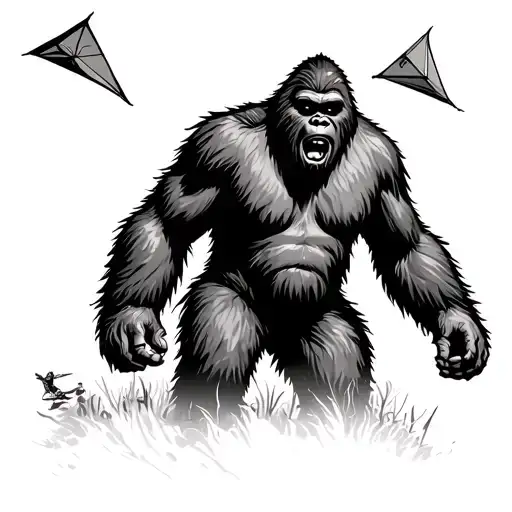 Bigfoot With Kite Flying