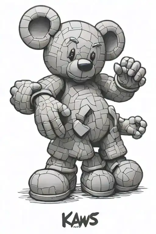3 Kaws Bear Hear See Look Tattoo Design