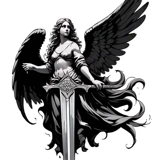 Angel With Wings And A Sword