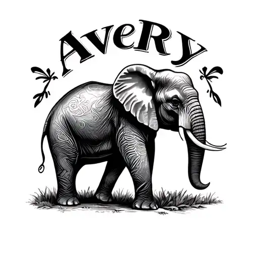 An Elephant Made Of The Word Avery