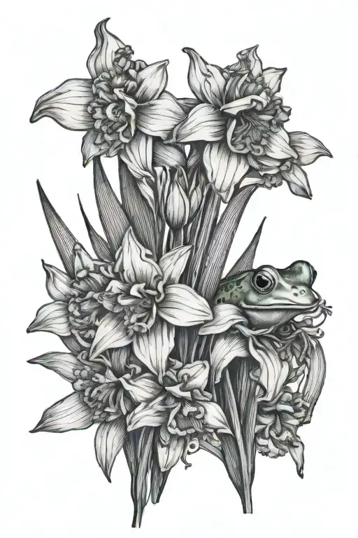 Daffodils With Frog