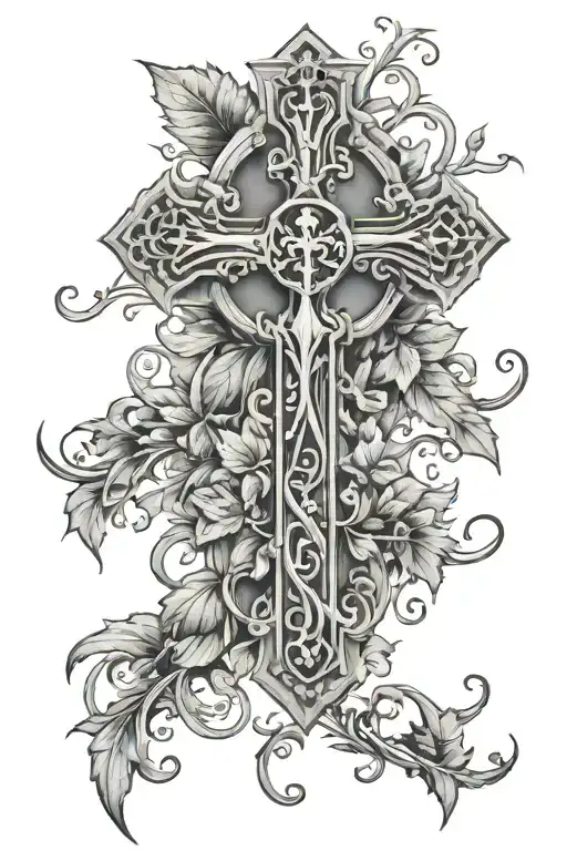 Catholic Cross With Vines Wrapped