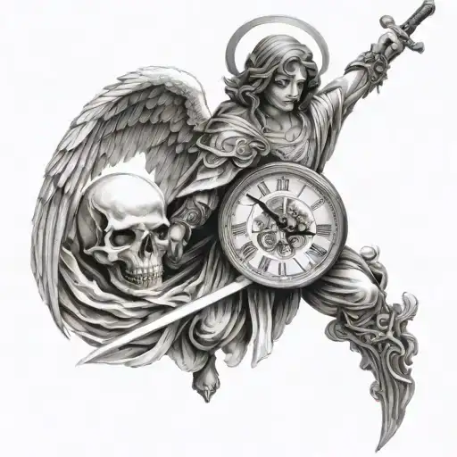 Angel Of Death With Sword Clocks