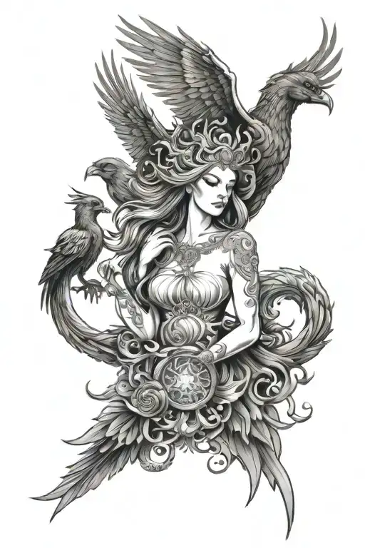 Hecate Goddess & Phoenix