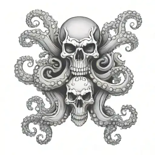 Hydra Octopuses With Human Skull Made