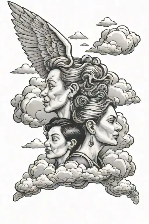 Mom And Dad In The Clouds Looking Down