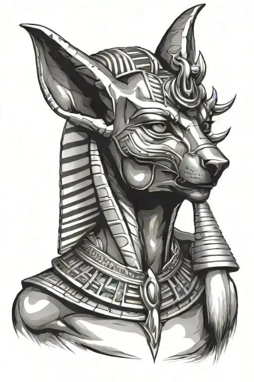 Ancient Egypt Anubis Portrait With Half