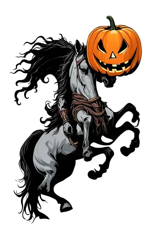 Headless Horseman Standing With Pumpkin Head