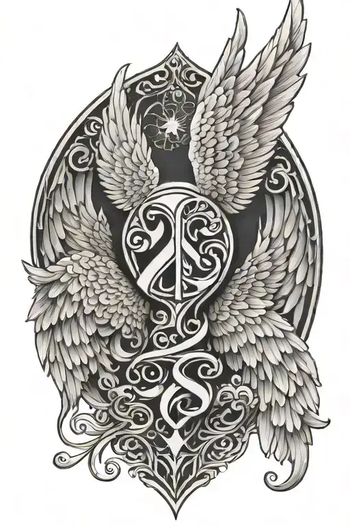 Angel Wings With Happy Peace And Love