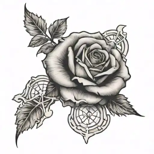 Rose With A Map And Bones