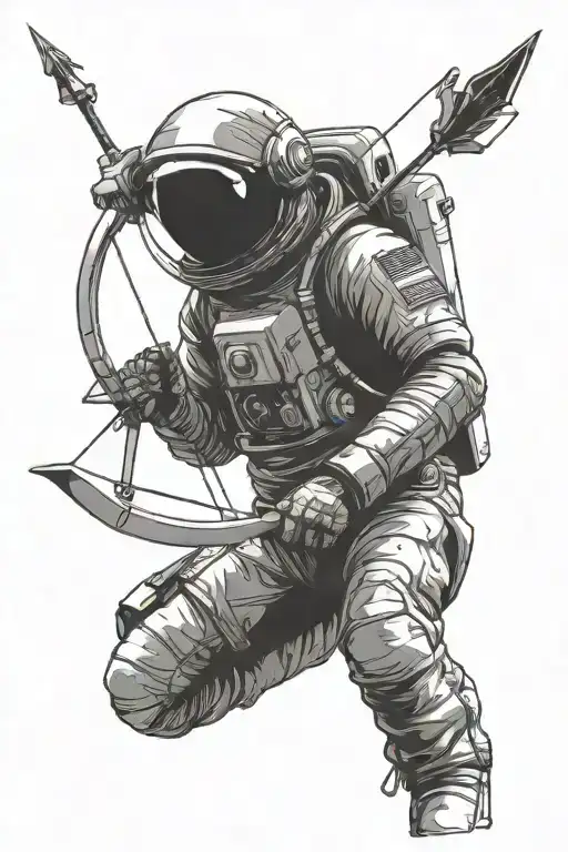 Astronaut Shooting Bow And Arrow