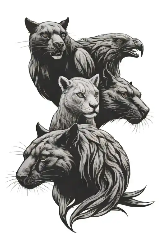 Panther Crow Ram Kangaroo As Together Representing