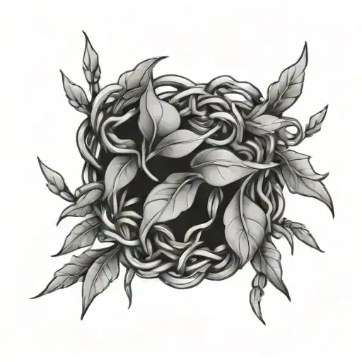 Bracelet Style Tattoo Barbed Wire Leaves Blood Mesh