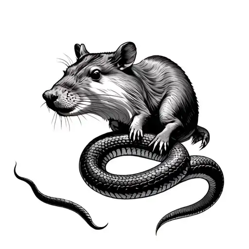 Ouroborros And Capybara Riding Snake