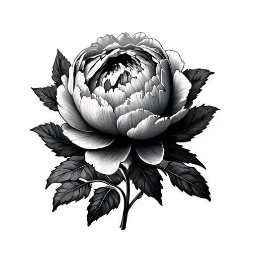 Mountain Lake Peonies Blooming In The Background