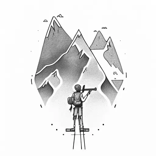 Hiker And Mountain