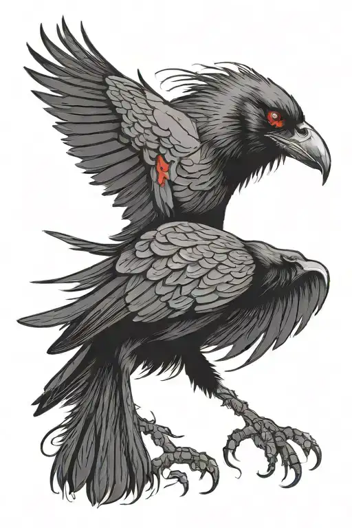 Black Crow With Red Eyes Looking Straight
