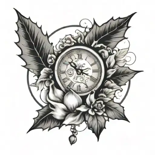 Clock With Holly Flower