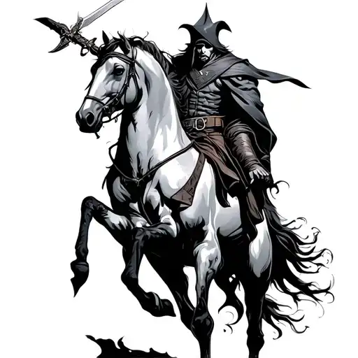 Headless Horseman Standing With Sword