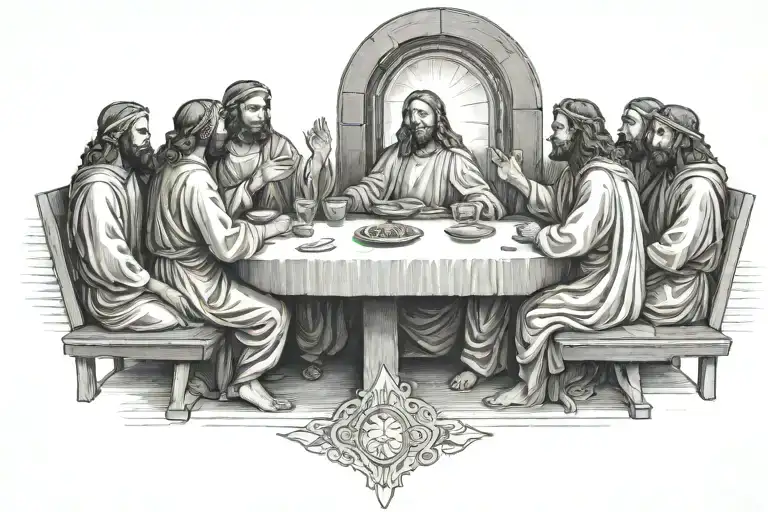 Blank Face Last Supper And With Halo Over Jesus Christ