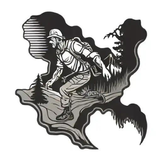 German Man Hiking Trail Winding Traditional Style