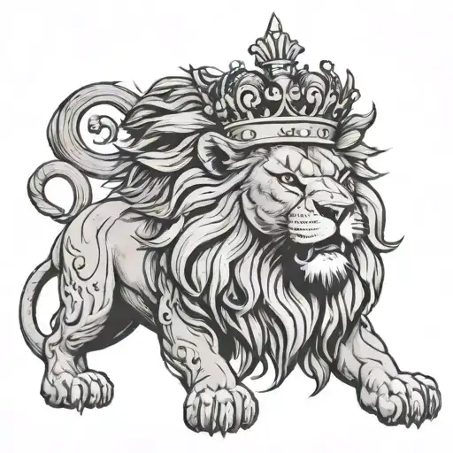 Leo Lion Roaring Wearing A Crown