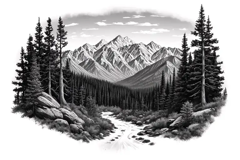 Hyper Realistic Nevada Mountains And Forest Panoramic