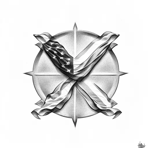 Christian Cross And American Flag