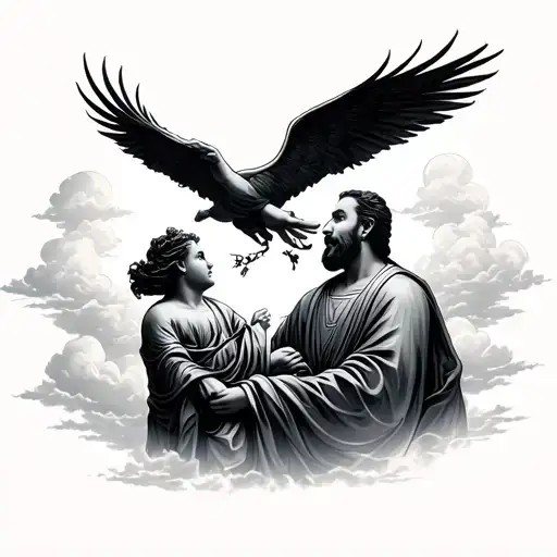 Father And Mae De Mao Given With His Son Rising In The Sky