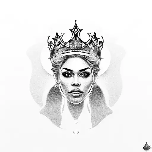 Silhouette Of A Queen On A Throne Wearing A Crown