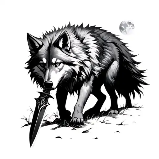 Lone Wolf Walking Through Forest Under Moonlight Greatsword Dark Souls