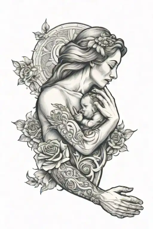 God And Mother Holding Her
