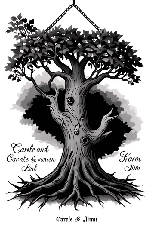 Memorial Hanging Tree With Names Carole And Jim In It