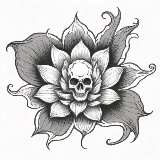 Lotus Flower With Skull Coming Out Of It