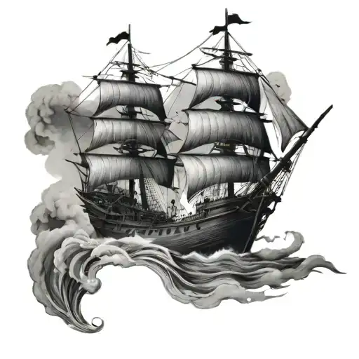 Huge Pirate Ship Sailing