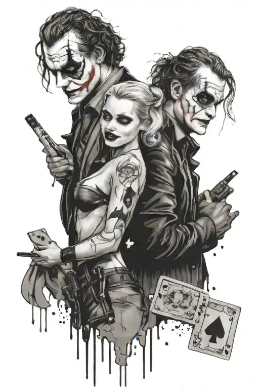 Heath Ledger Joker And Margot Robbie Harley Quinn Gambling