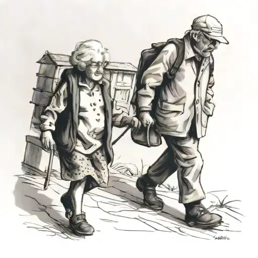 Grandma And Grandson Walking