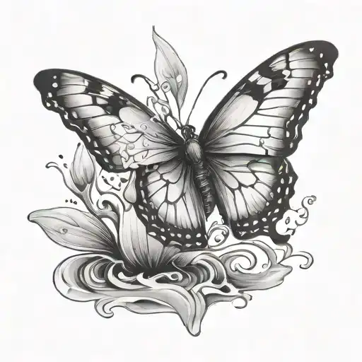 Butterfly Emerging From Water