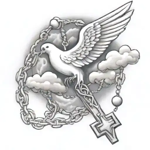 Dove Clouds Cross Rosary