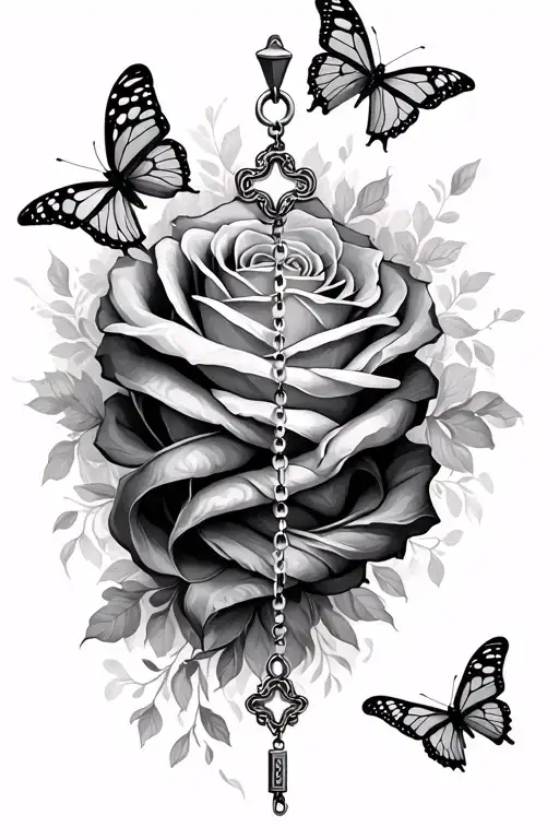 Rosary Wrapped And Butterflies Flying