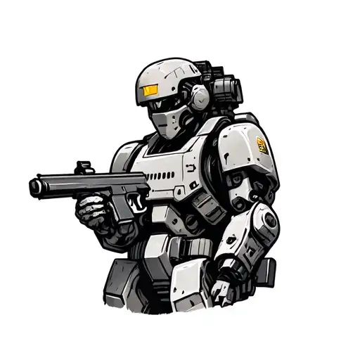 Soldier Robot With Gun