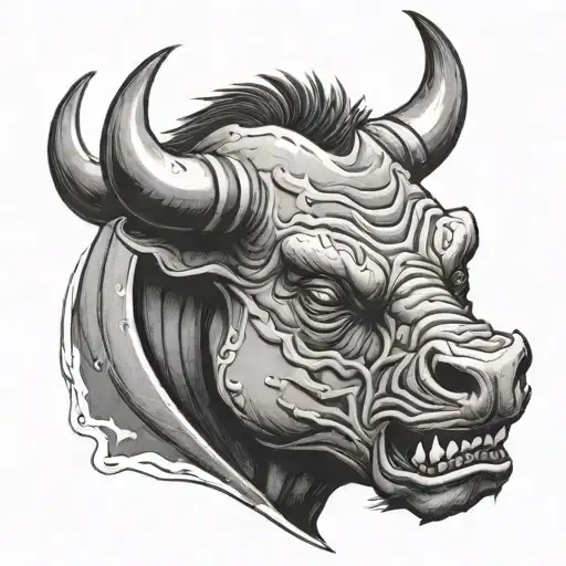 Raging Bull Tearing Through Skin