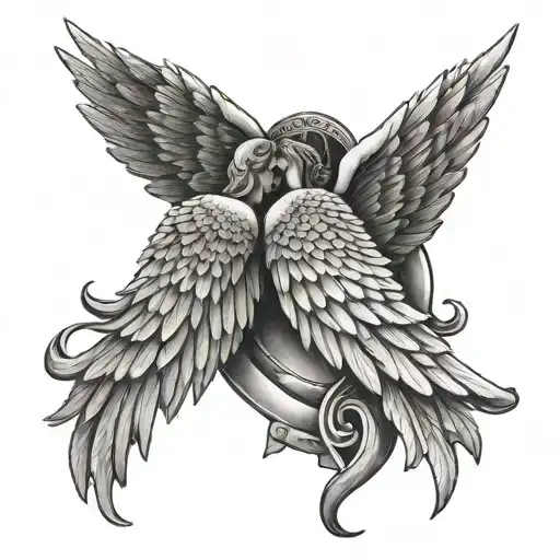 Angel Wings With Happy Peace And Love