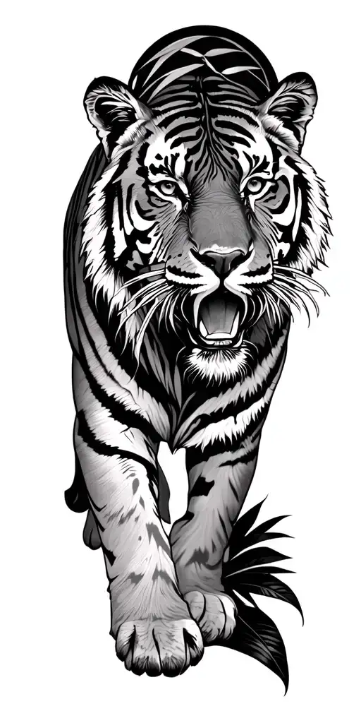 Tiger Stalking Through Jungle