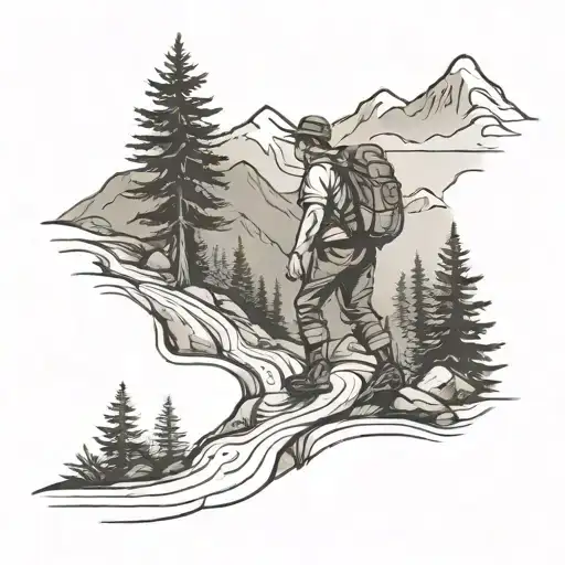 German Man Hiking Trail Winding