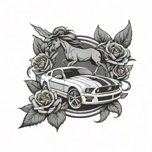 Roses And Ford Mustang Logo Integrated