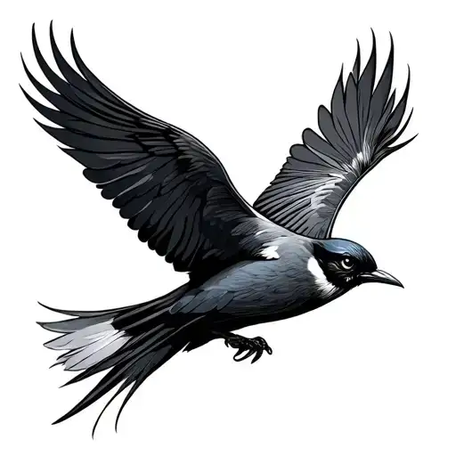 Plume With Bird Who Is Flying