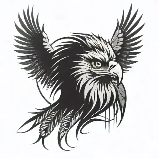 An Eagle A Lion And A Peacock Feather