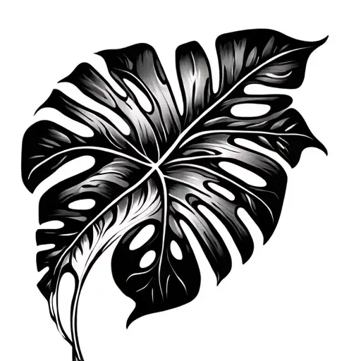 Maori Tribal Design With Monstera Leaf Intertwined Down The Arm